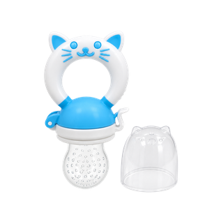 Mordelon, Silicón, Celeste, 11*5.5 Cm Para , Fruta Con Agarrador Diseño De Gato