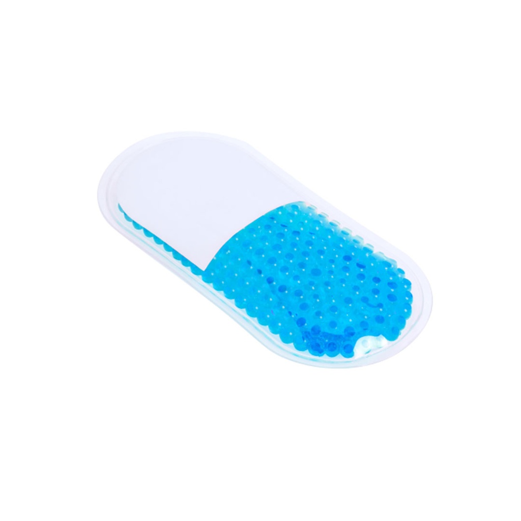 [P266086] Compresa Plástico Azul 13*6.5 Diseño Pildora Con Gel Para Frio Y Caliente