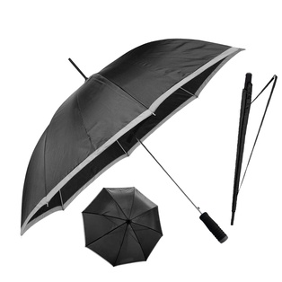 Sombrillas Poliester Negro Con Orilla Gris