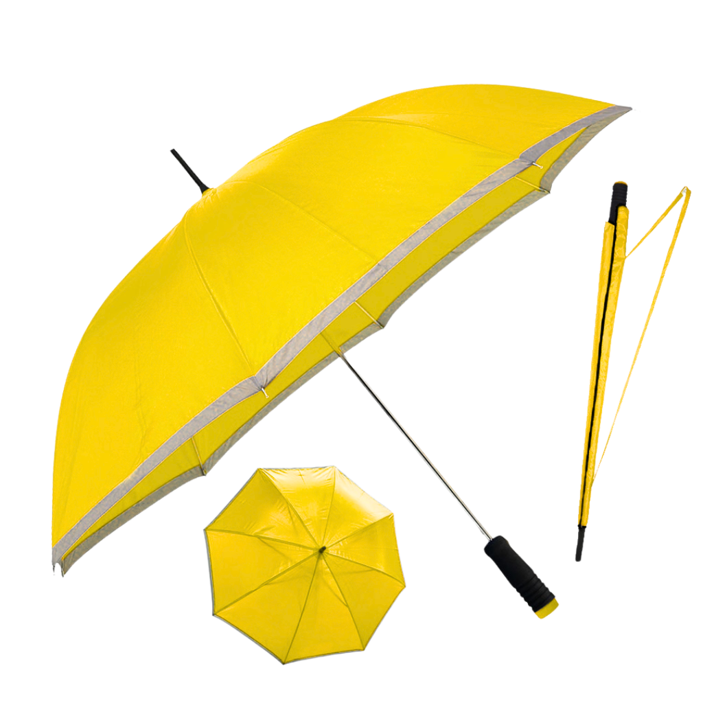 [P271112] Sombrillas Poliester Amarillo Con Orilla Gris