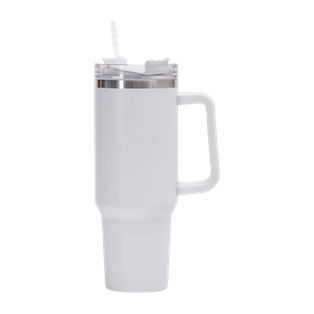 Taza Acero Inoxidable blanco mate 40 Oz Bold doble pared interior plástica, tapa y pajilla