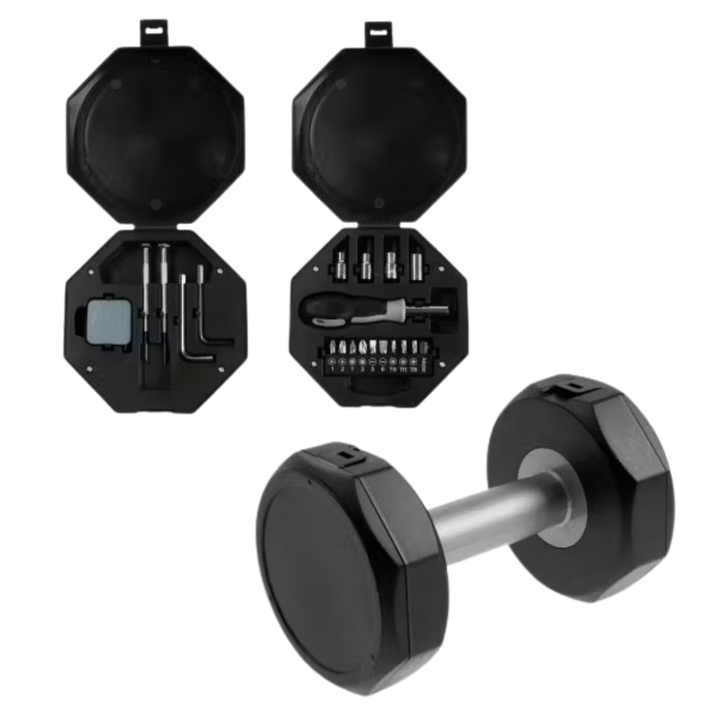 [H950402] Herramienta Acero Inoxidable negro 13.3*13.5*22 cm 20pc en caja forma de mancuerna