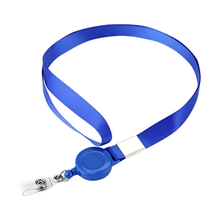 Portagafete Poliester azul reflex 45*2 cm cinta con Yoyo