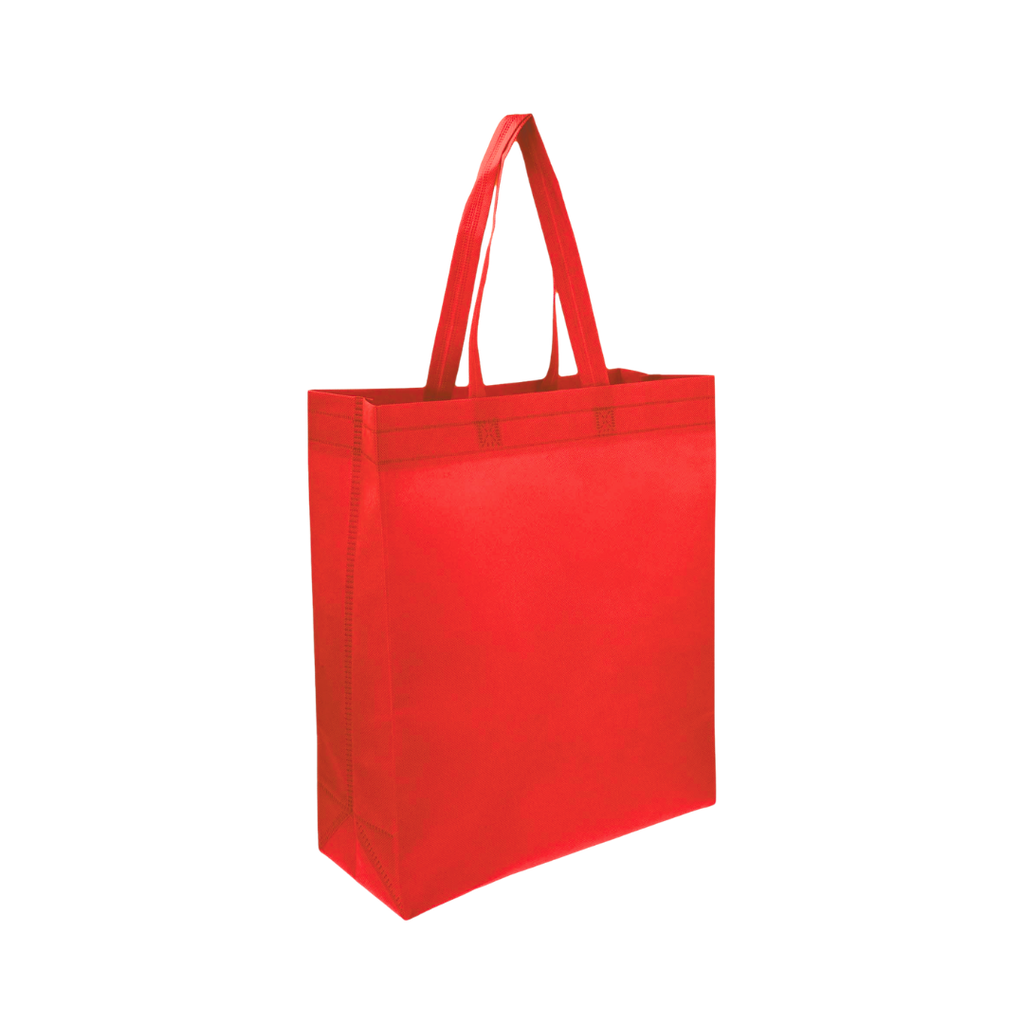 [P266057] Bolsa Ecologica rojo 40*35*12 cm con fuelle sellada 80g