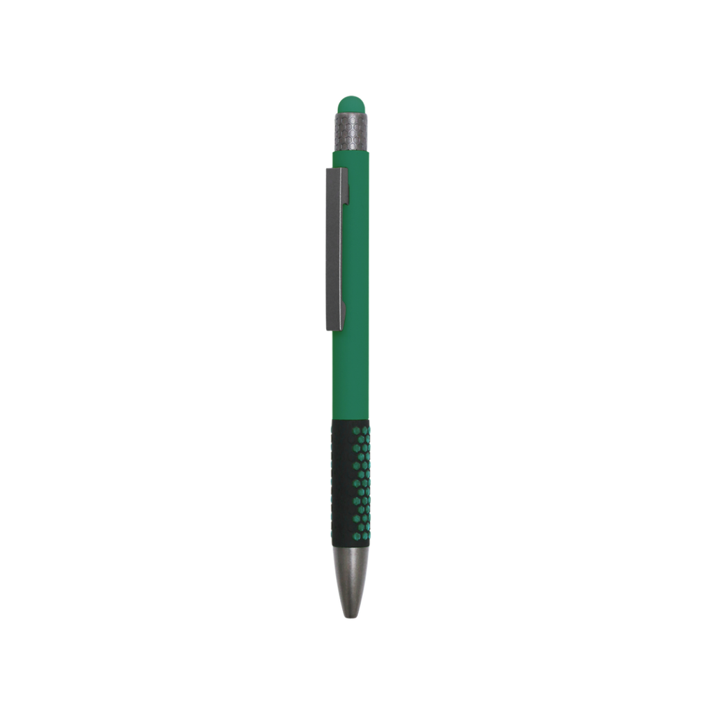 [P286112] Lapiceros aluminio verde 14.5 cm Spot siliconeado touch y antideslizante
