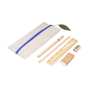 Estuches lona azul reflex 9*20 cm Eco set 6 pcs