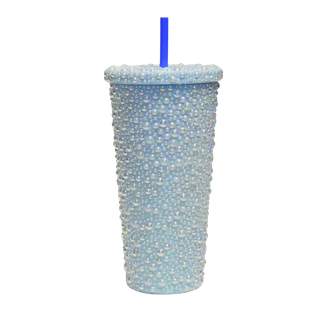Vaso Plástico Celeste 660 Ml Con Gotas Iridiscentes