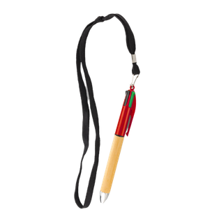 Lapiceros bambú rojo 4 puntas de colores con cinta