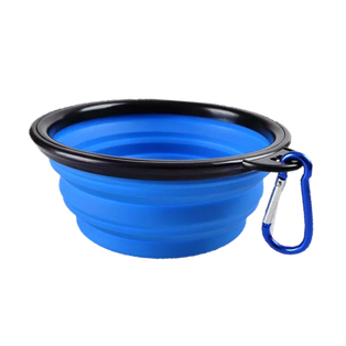 Tazon Silicón azul reflex 350 ml expandible con arnés para mascota