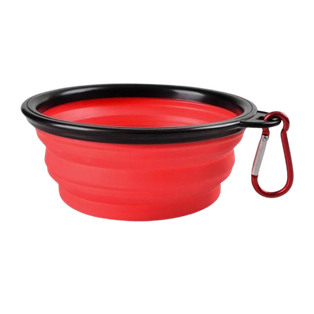 Tazon Silicón rojo 350 ml Expandible Con arnés para mascota