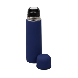 Termo acero inoxidable azul oscuro mate 470 ml bala doble pared