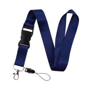 Portagafete Poliester azul marino 48*2 cm  mendel liso con gancho negro