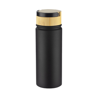Pachón Acero Inoxidable Negro 18 oz Ponch Doble Pared Tapa De Bambú