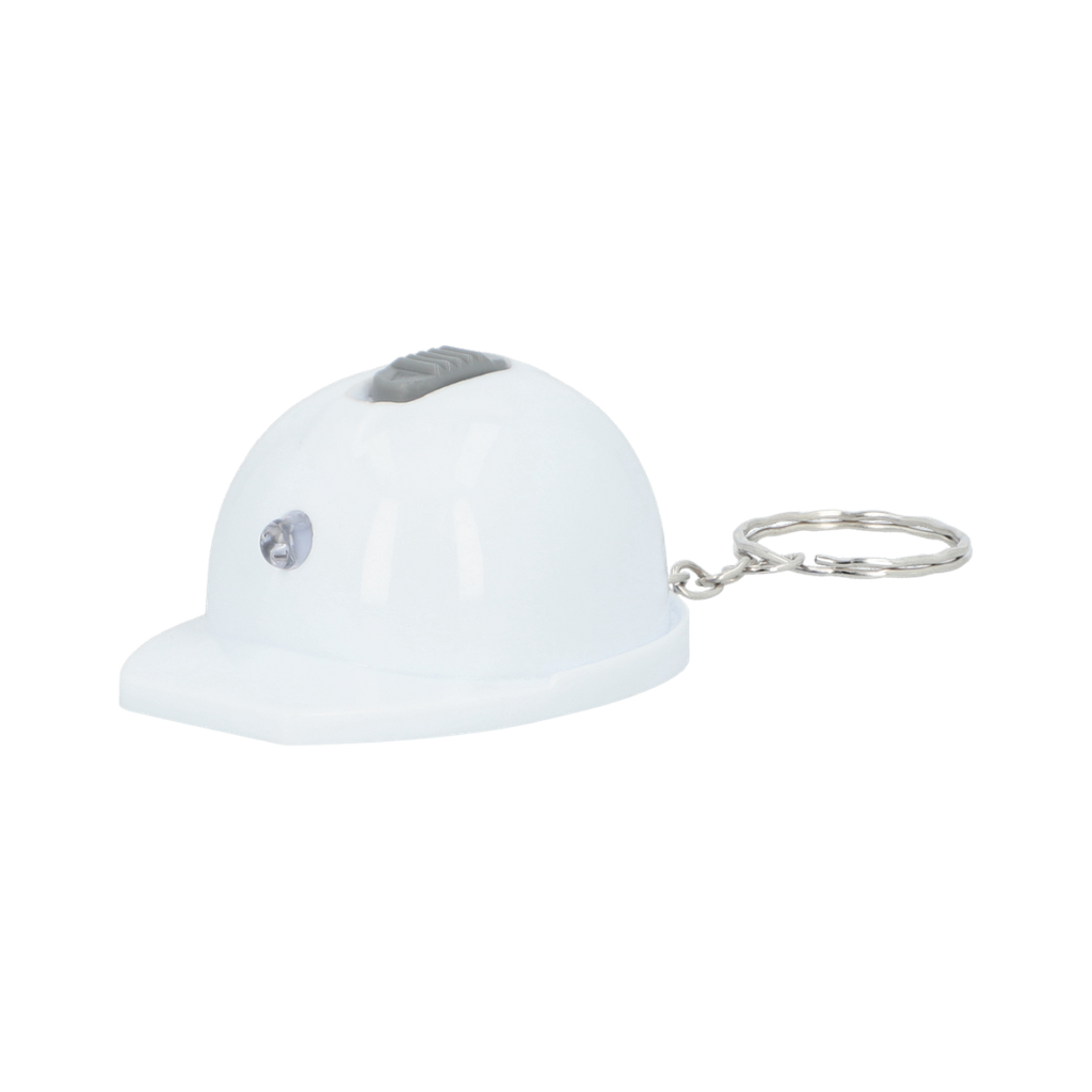 [P266165] Llavero Plástico Blanco 6.4*4.4*3 cm forma de casco tipo llavero con linterna