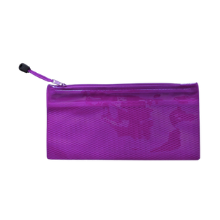 Estuches pvc morado  23.5*11.5 cm de malla interna separadora