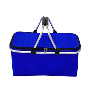 Canasta Oxford Azul Reflex 47*28*23 Cm Picnic Doble Agarrador De Aluminio