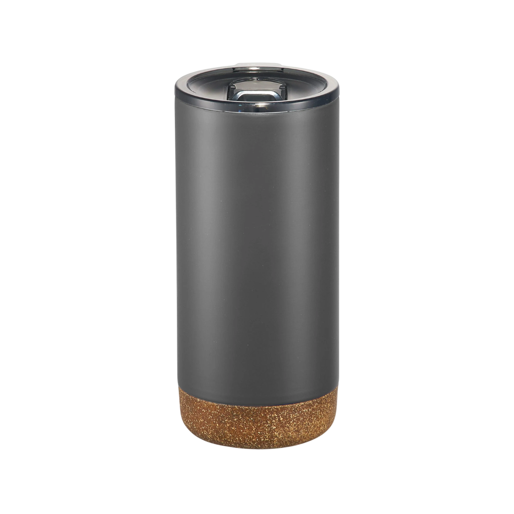 [P251441] Vaso Acero Inoxidable gris 400 ml térmico doble pared con base de corcho