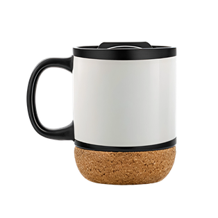 Taza Cerámica Negro Mate 380 Ml 12 oz Para Sublimar Base De Corcho