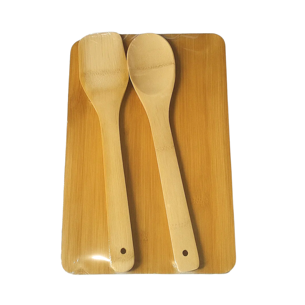 [H552136] Tabla Bambú Natural 19.5*29.5*0.8cm cm Rectangular Con Paleta Y Cuchara
