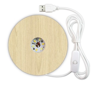 Base Bambú Natural 10*2 cm Con Luz Led Usb