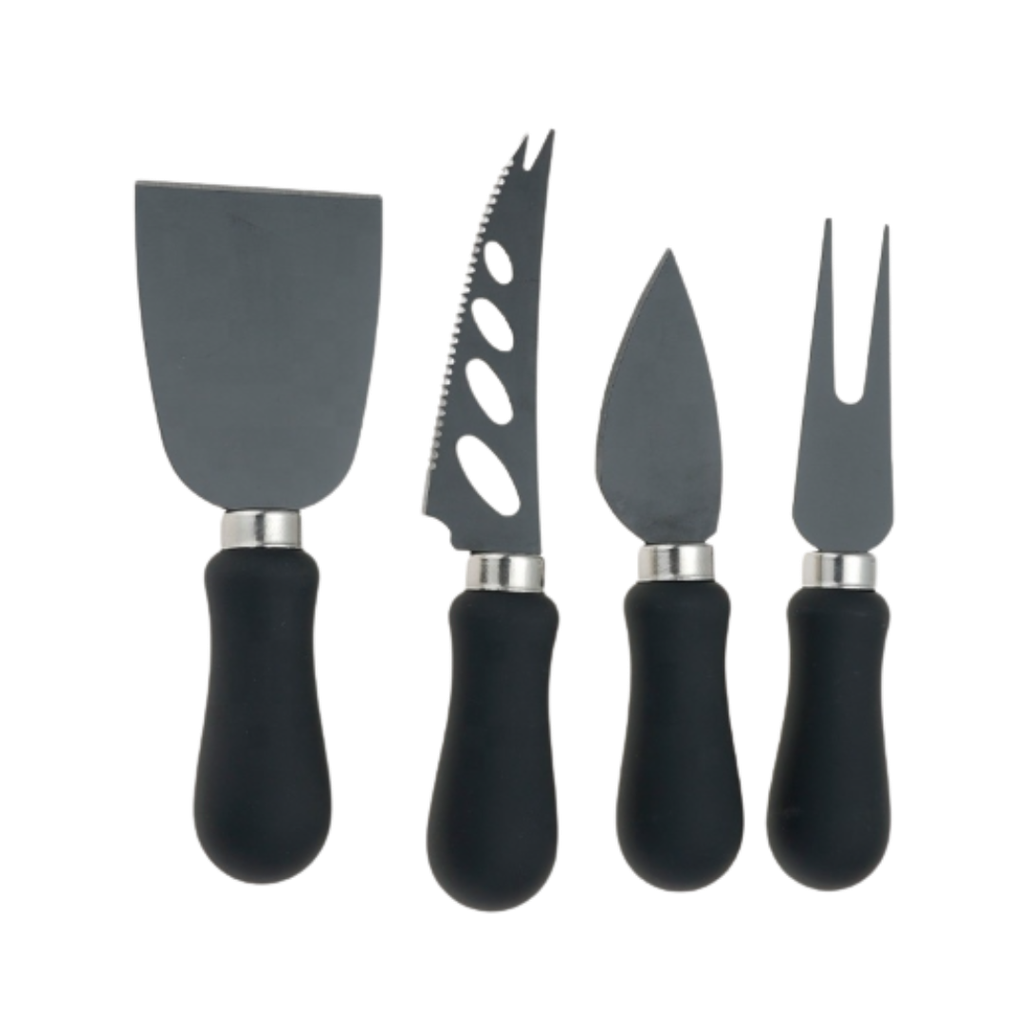 [H552141] Utensilios Acero Inoxidable Negro Para Quesos 4 Pcs En Blister