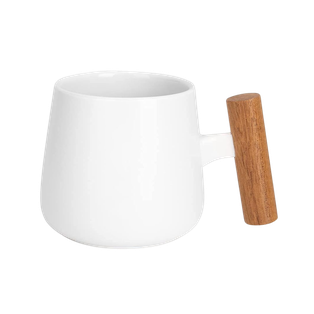 Taza Cerámica Blanco 11 Oz Para Sublimar Con Mango De Bambú