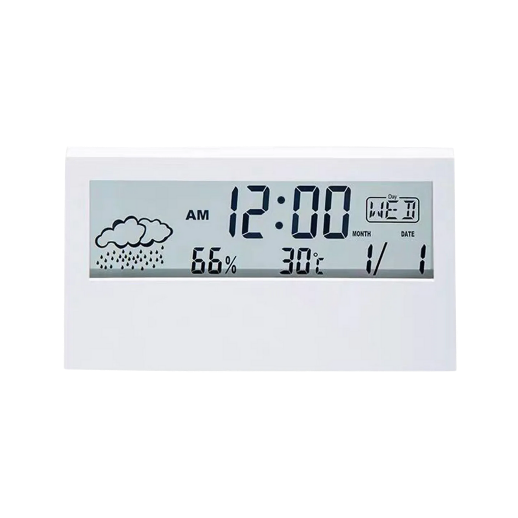 [TG104158] Reloj Plastico Blanco 130*230*70mm Stripe De Escritorio Pantalla Transparente