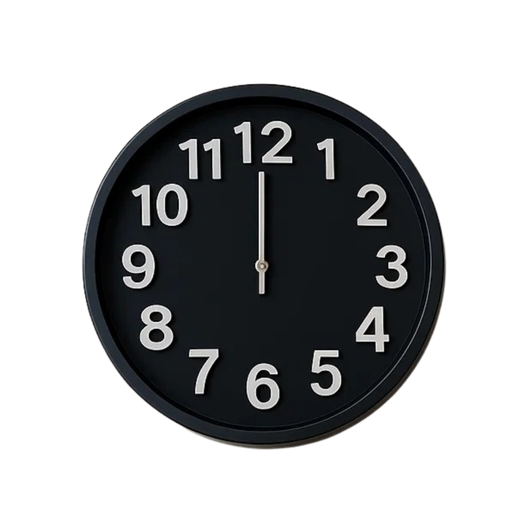 [TG104160] Reloj Plastico Negro 30*30*4.5 Cm Sangtal De Pared Numeros Plateados