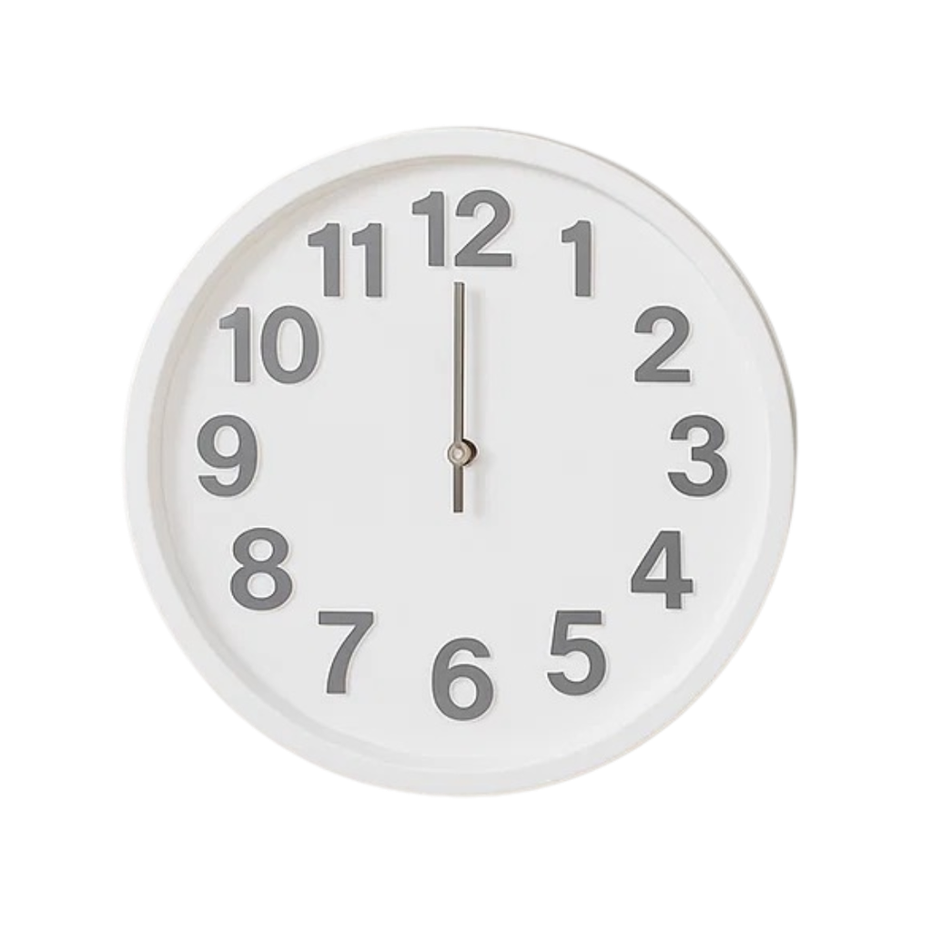 [TG104161] Reloj Plastico Blanco 30*30*4.5 Cm Sangtal De Pared Numeros Plateados
