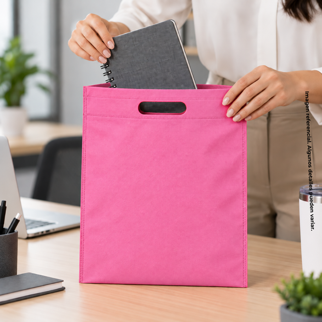 Bolsa, Tela Ecológica rosado 37*32*8.5 cm sobre sellada 70 gr