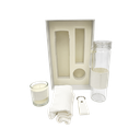 Set ejecutivo, vidrio, blanco, Yogui 4 pcs: botella, toalla, llavero y vela