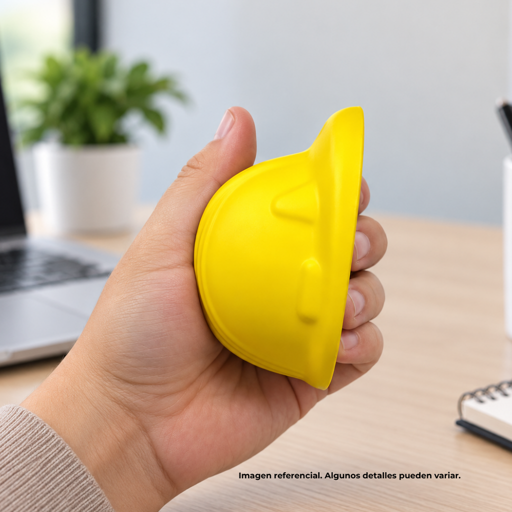 ANTIESTRES, PU, AMARILLO, 8.2*7*4.5 cm, FORMA DE CASCO DE SEGURIDAD