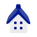 ANTIESTRES, PU, AZUL, 7*7*8 cm, FORMA DE CASA CON CHIMENEA