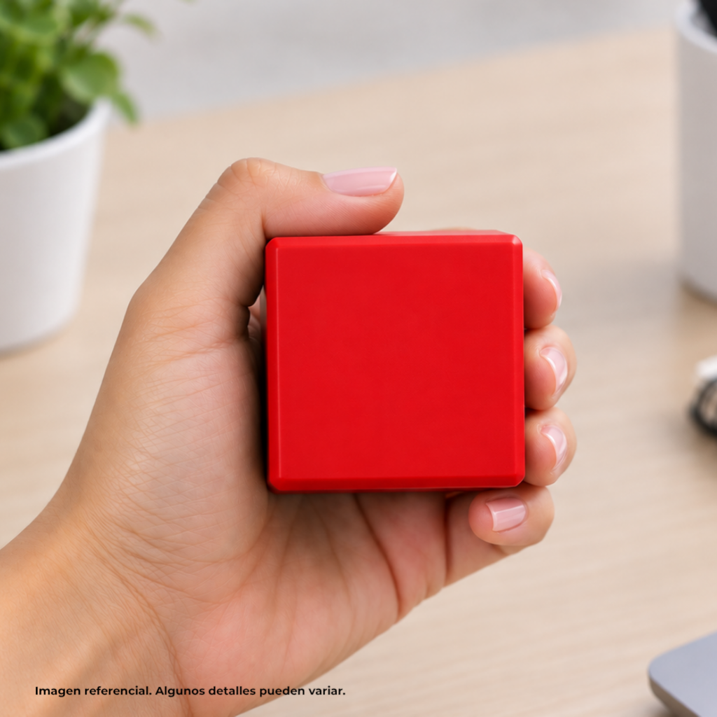 Antiestres Pu rojo 5 cm cubo orillas redondas