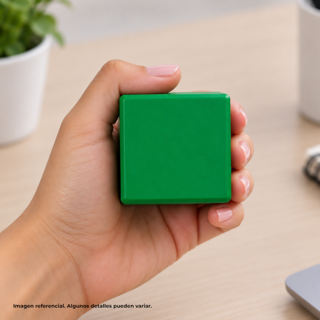 Antiestres Pu Verde 5 cm cubo orillas redondas