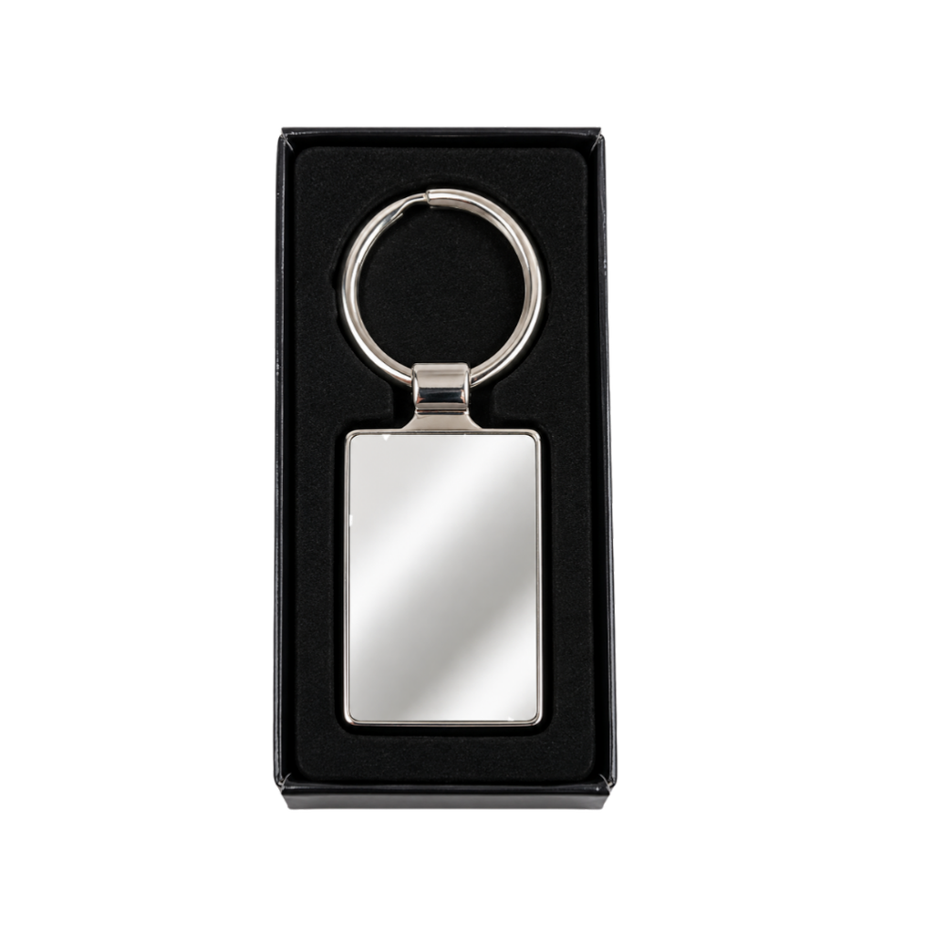 Llavero Metal Plateado rectangular Para Sublimar