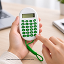 calculadora digital con pita, plastico, verde