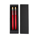 Lapicero, aluminio, rojo, Inked Set de 2 pcs botón de bambú en caja