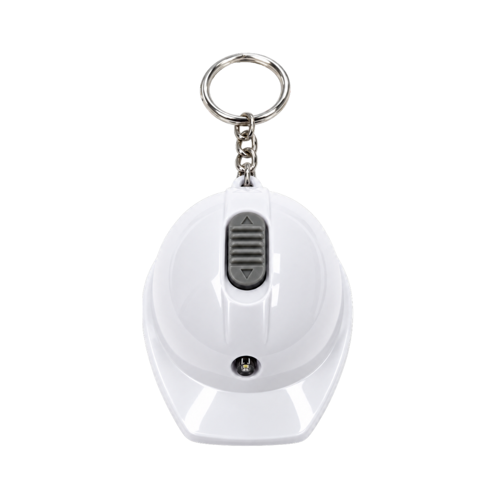 Llavero Plástico Blanco 6.4*4.4*3 cm forma de casco tipo llavero con linterna