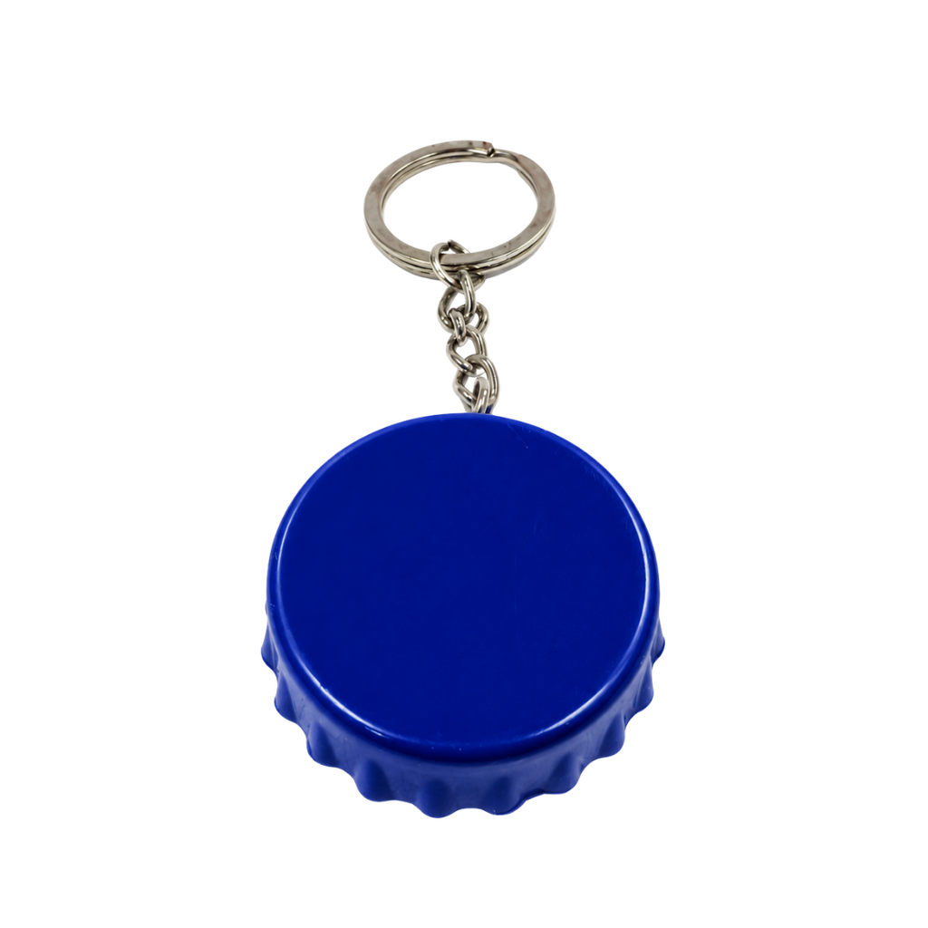 Llavero Plástico Azul Reflex 5 cm Forma Tapita con Destapador