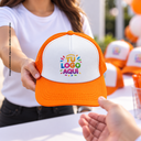 gorras para sublimar, cuerpo de malla, anaranjado, cierre plastico ,
