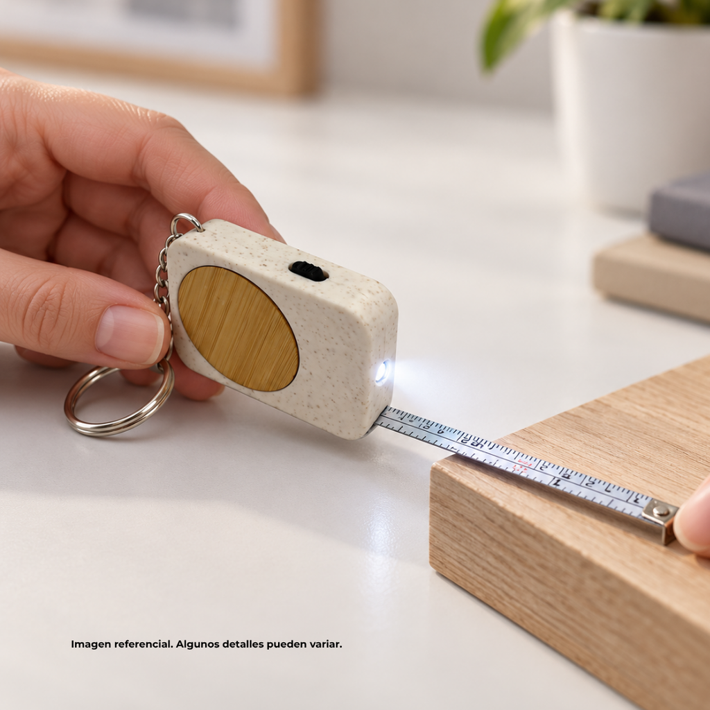 Llavero Fibra de trigo blanco metro con bambu
