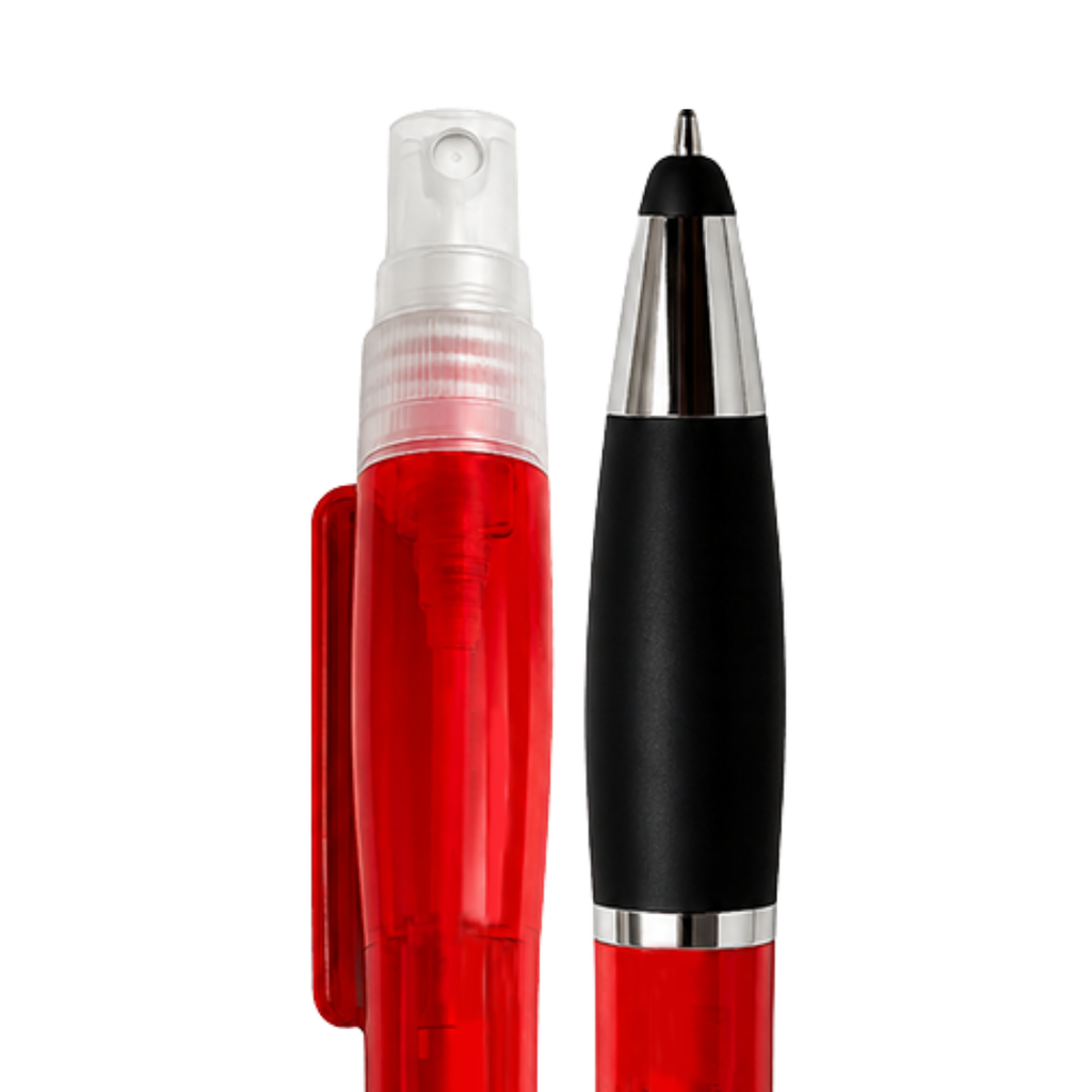 lapiceros, plástico, rojo, atom con spray , touch y goma antideslizante