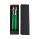 Lapicero, aluminio, verde, Inked Set de 2 pcs botón de bambú en caja