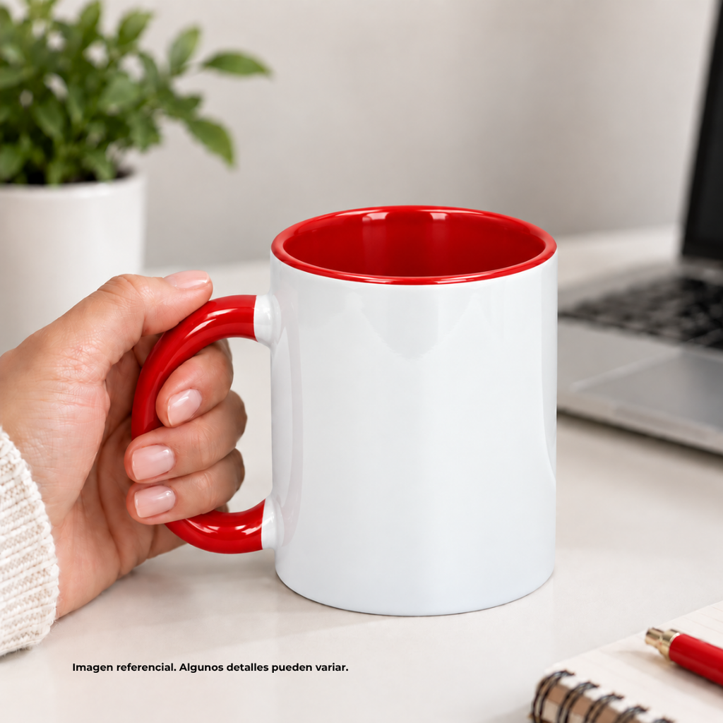 taza, cerámica, rojo, 8.2* h9.5 cm 11 oza , para sublimar color en interior y oreja