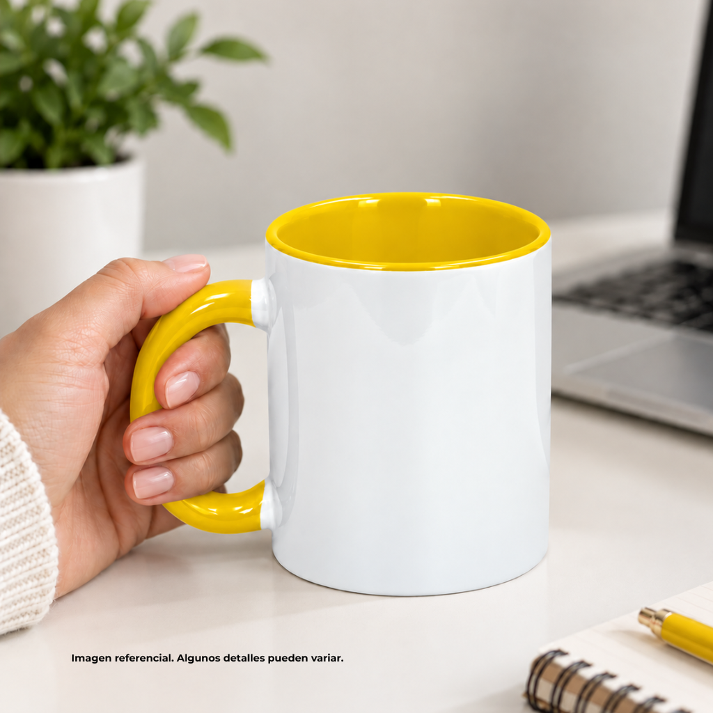 Taza Cerámica Amarillo 8.2*h9.5cm 11oz  Para Sublimar Color En Interior Y Oreja