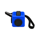 cubo antiestres, plástico, azul reflex, 4*4*4 centimetros, con agarrador