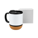 Taza Cerámica Negro Mate 380 Ml 12 oz Para Sublimar Base De Corcho