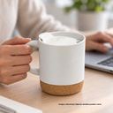 Taza Cerámica Blanco Mate 380 Ml 12 oz Para Sublimar Base De Corcho