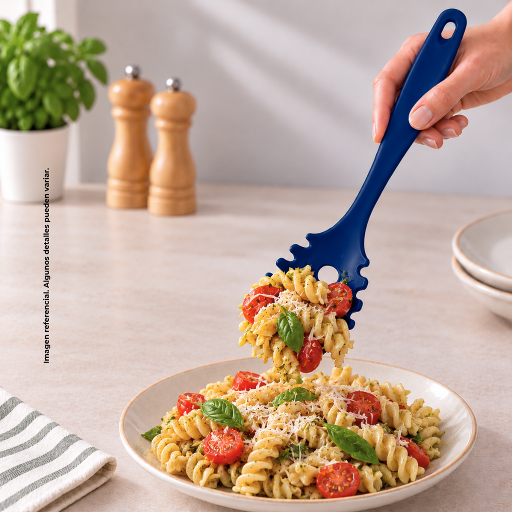 Cuchara, para pasta, Plástico, Azul, 30 cm, kitchen Jum
